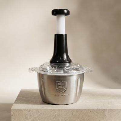 2.0L Premium Unbreakable Stainless Steel Manual Chopper (4 Blades)